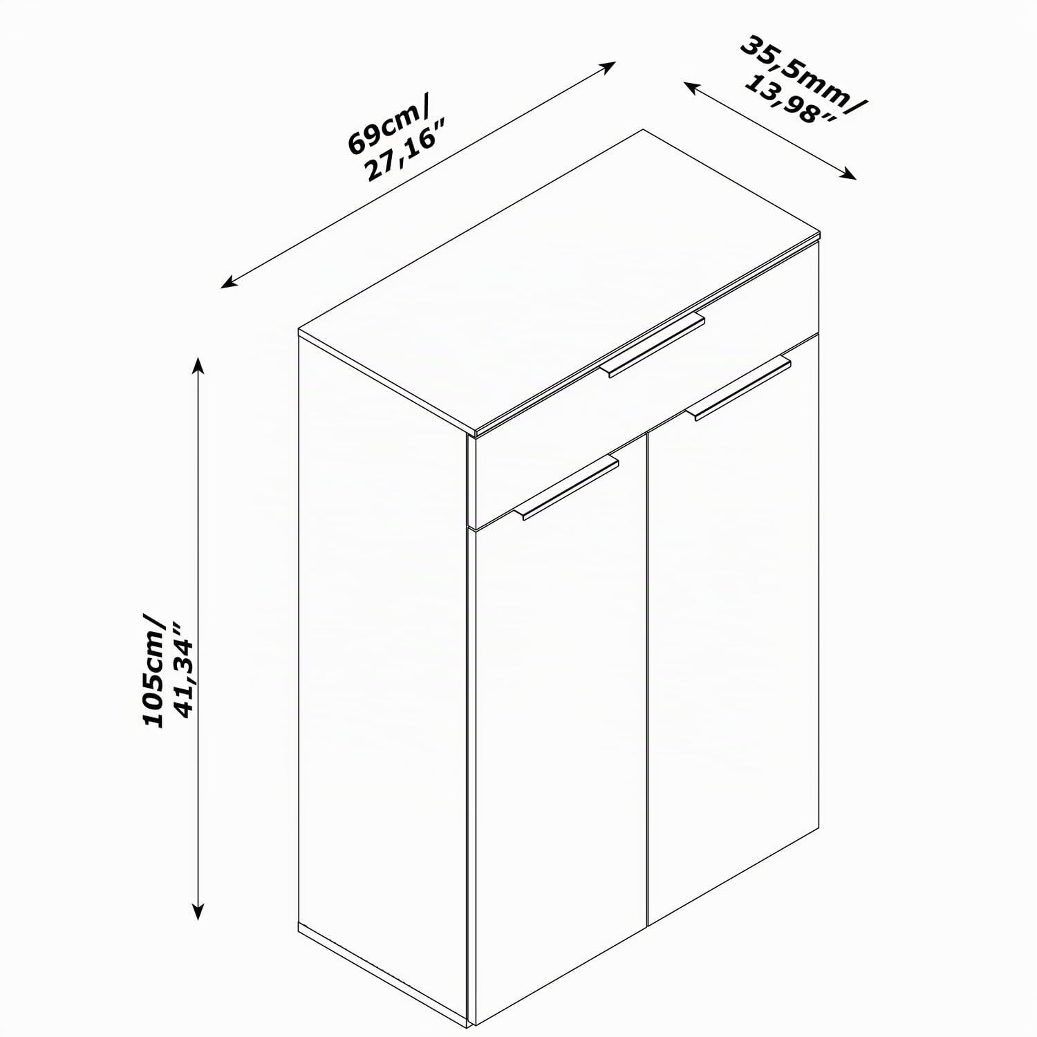 Composad | Base Multiuso della Linea PRONTOcon 1 Cassetto e 2 Ante, Mobile Contenitore per Ufficio e Home Office (LxAxP): 68,9x105,3x35,5 cm, Grigio Cashmere Topmatt e Rovere Mielato