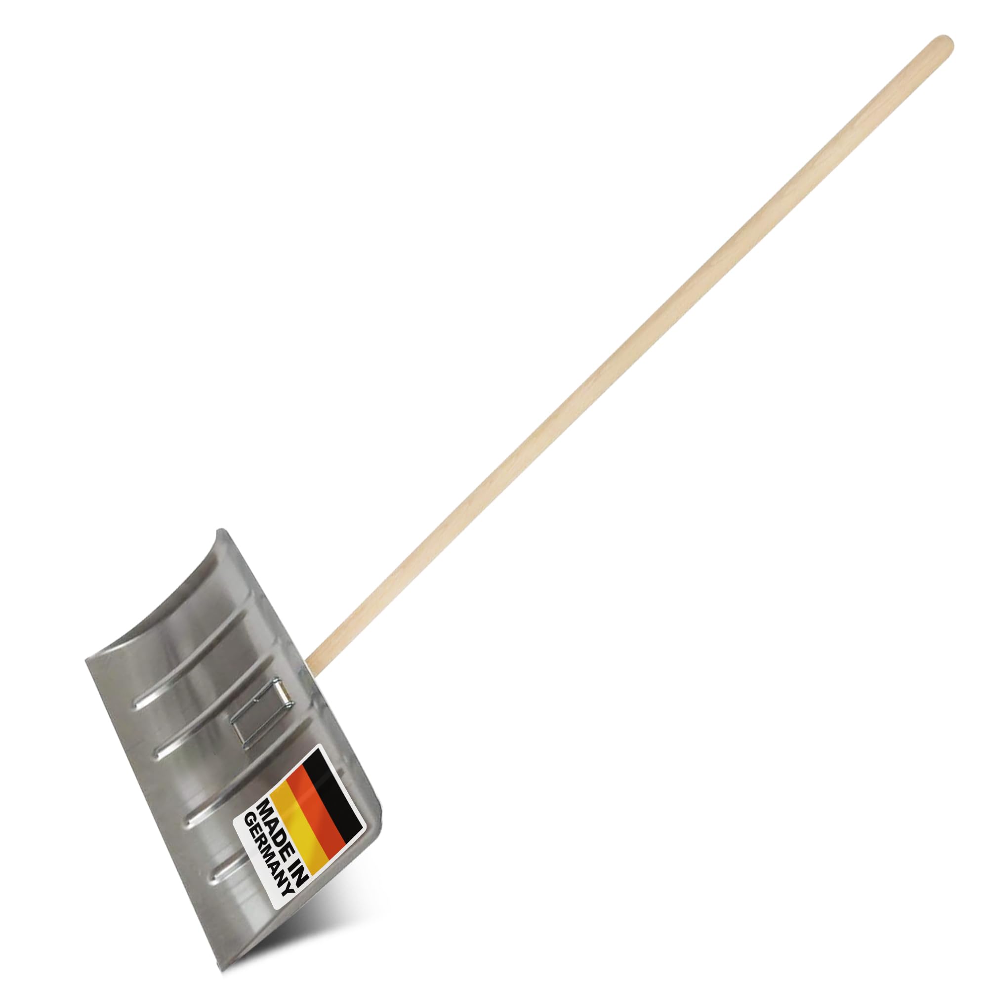 SHW-FIRE | Angara Schneeschieber Aluminium 35x50 cm mit Klemmfix Schnellbefestigung und robustem Holzstiel, ideal für effiziente Schneeräumung | Made in Germany