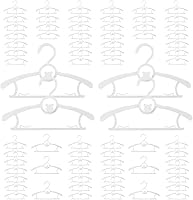 Vista 13 de Perchas de plástico para bebé, para guardería, armario, paquete de 60 perchas de plástico para niños, ahorro de espacio, antideslizantes