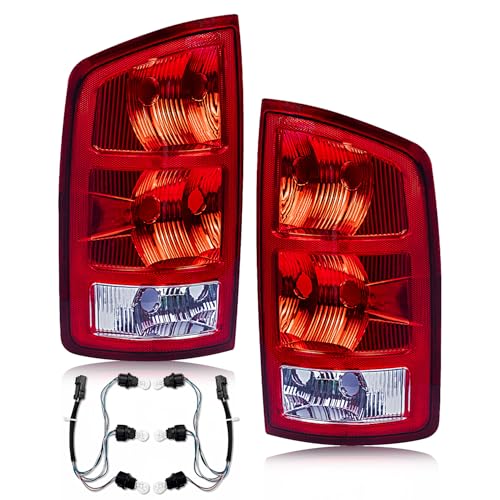 CLERYYE Tail Light Assembly Compatible with Dodge RAM 2002-2006 1500 | 2003-2006 2500 3500, OE-Style RAM Rear Lamp Replaces CH2800147 55077347AF CH2801147 55077348AF, Bulbs Included, Pair