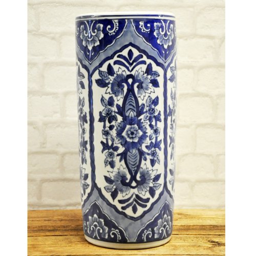 AcaciaHome - Portaombrelli in ceramica, 46 cm, colore: Blu e Bianco