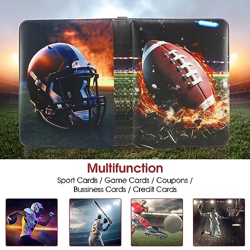 Image of 900 Pocket Football Card Binder with Sleeves, Multicolor, 9 Pocket with 50 Removable Sleeves Zipper Book Folder Collector Album 3 Ring Binder Organizer Storage Kids Gift