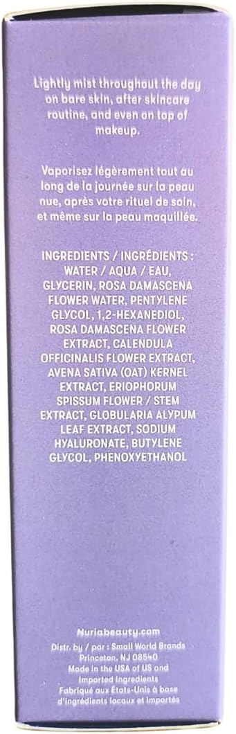 Nuria - Calm Facial Mist, Fragrance-Free Damask Rose Water Spray for Face, Face Mist Spray with Marigold Extract, Oat, and Glycerin, 120mL/4.1 fl oz