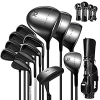 PGM Herren Golfschläger-Set, 13-teilig Golf Schläger – 3 Holz (#1,3,5), 1 Hybrid (#4H), 6 Eisen (#5,6,7,8,9,PW), 2 Sandkeil (52°,56°), 1 Putter – Golftasche, Rechtshänder