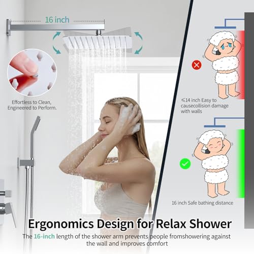 Mitigeur de douche encastré chrome poli contre les variations de température eau douche