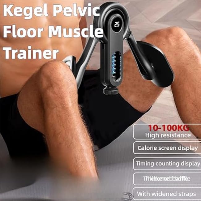 Pelvic Floor Exercise Devices for Men, 132LB Kegel Exerciser, Pelvic Floor Muscle Trainer with Leg Straps, Inner Thigh Exerciser Strong Resistance,Hip Inner Thigh Strengtheners for Women,Double Spring