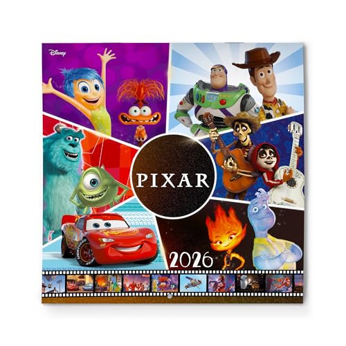 Calendario Disney 2026 - Calendario Pixar 2026 con los Pósters de las Películas - Planificador Mensual 2026 de pared con espacio para anotar (30x30 cm) (12 meses)
