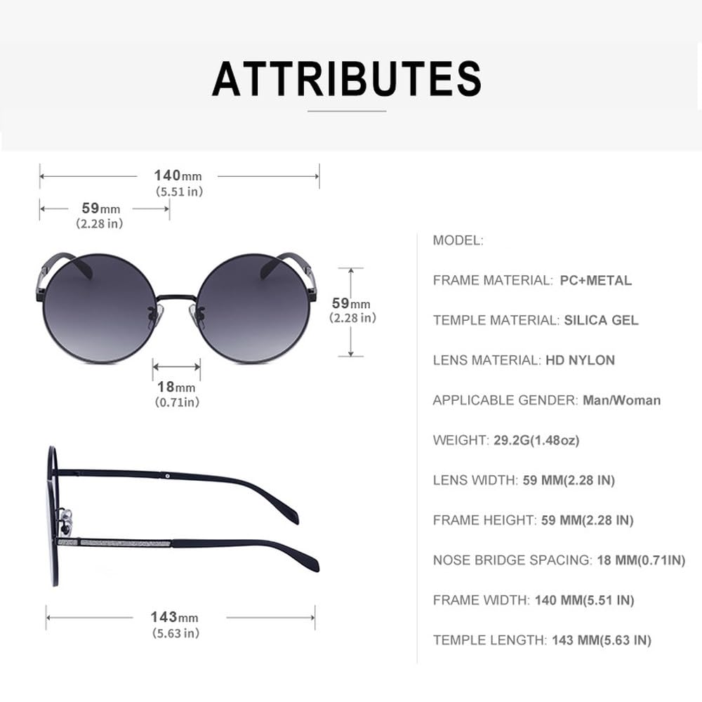 Gafas de sol redondas de gran tamaño para mujer, gafas de sol con espejo para conducir, gafas de sol para mujer con montura grande, lentes con degradado, UV400
