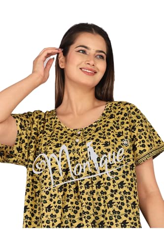 Image of Monique Brand 100% Pure Cotton Nighty for Woman | Floral Gown for Women Night Wear | Cotton Nighty for Women Stylish | Maxi for Women Cotton