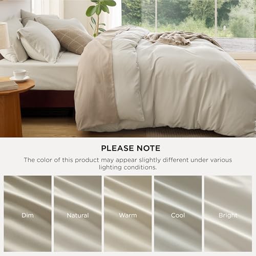 Image of Bedsure Duvet Cover with Fitted Sheet Queen - 6 Pieces, Deep Pocket, Hotel Luxury Soft Double Brushed Bedding Set, 1 Duvet Cover, 1 Fitted Sheet, 2 Pillow Shams, 2 Pillowcases, NO Comforter, Linen