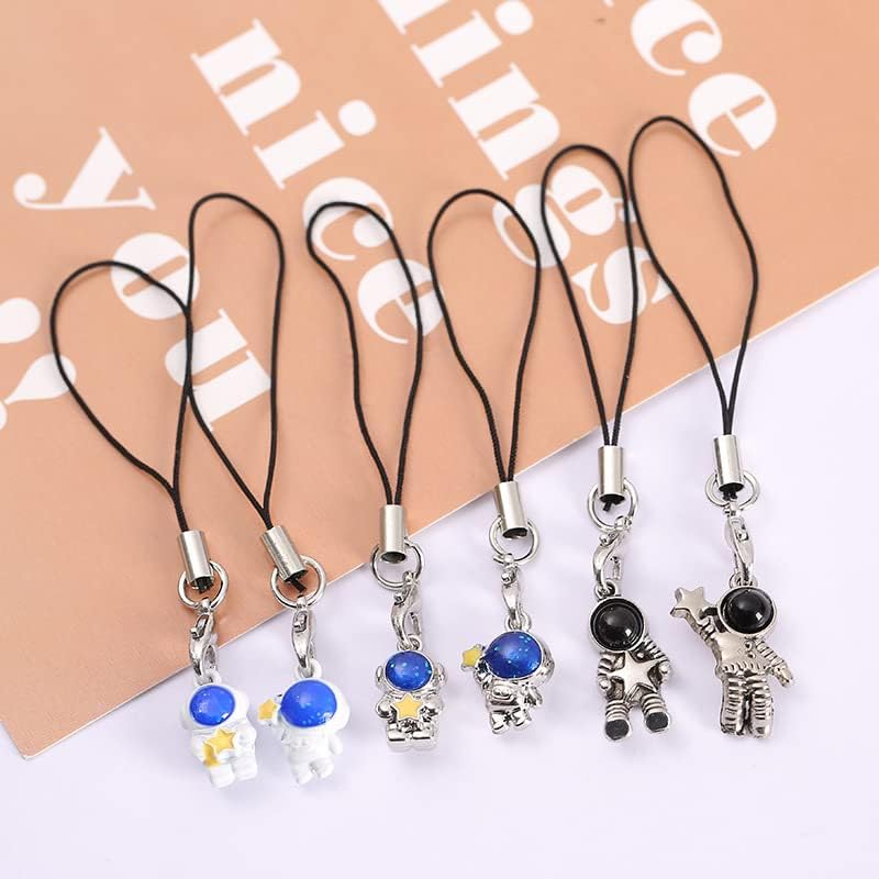 Miniatura 4 de COLORFUL BLING Kawaii Lindo Astronauta Space Star Moon USB Stick Lanyard Charm Charm Teléfono Cordón Llavero Cuerda, Metal, Metal
