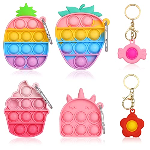 Skisneostype 6 Stück Push Pop Pop Bubble Poppet Fidget Toy Set, Popet Spielzeug, Figetttoys, Antistress Plopper Spielzeug, Sensory Squeeze Toys für Kinder und Erwachsene mit ADS, ADHS oder Autismus Cover