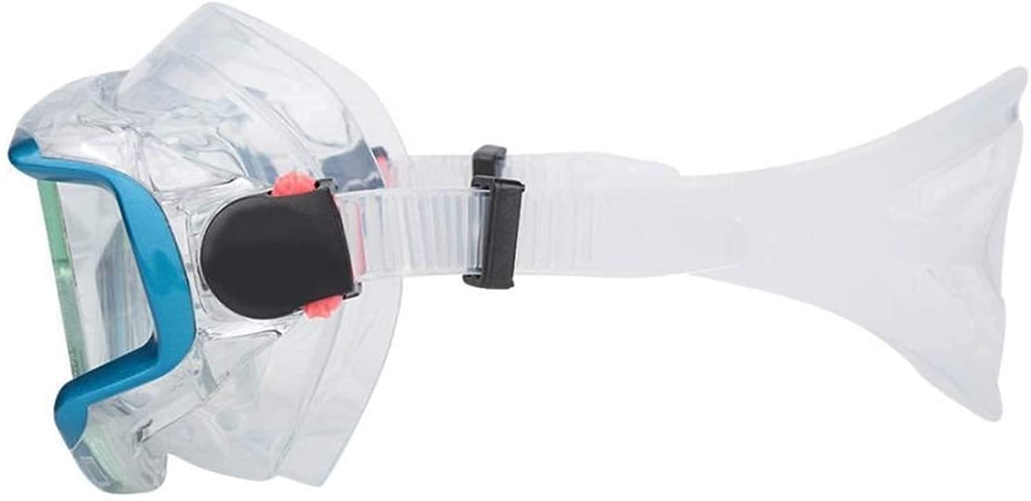 Full Face Snorkeling Maschere da Sub Occhialini da Nuoto Snorkeling Scuba Snorkeling Mask Wide View Gel di silice Lente temperata Occhialini da Sub Occhiali per Adulti (Oro) (Blu)