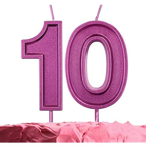 GET FRESH Number 10 Birthday Candle - Purple Number Ten Candle on Sticks - Number Candles for Birthday Anniversary Wedding Party - 10 th Birthday Candle for Cake Decoration - Purple Ten Candle Cover
