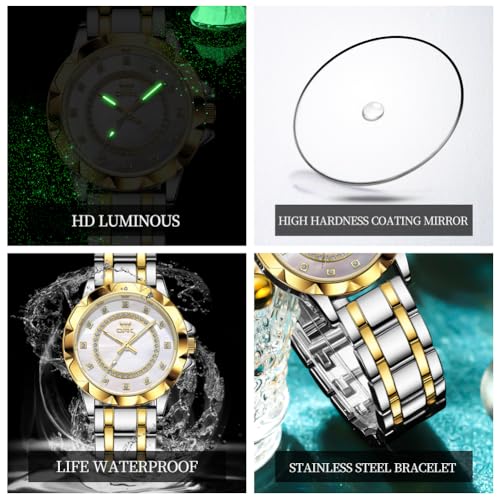 Image of OPK Wacthes for Women Bracelet Dress Easy to Read Stainless Steel Ladies Watches for Female Small Watch Waterproof Luminous Date