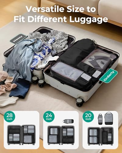 Image of BAGSMART 6 Set Packing Cubes, Expandable Luggage Organizer for Carry On Luggage, Compression and Lightweight Suitcase Organizers for Woman & Man, Black, 6 PCS