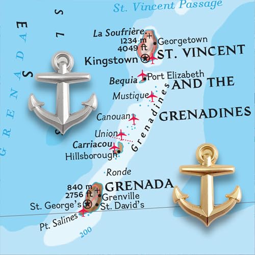 Image of Anchor Push Pins - Silver Metal Anchor Pins - for Cork Board, Maps, or Lapel Pin Use - Designed in USA - Set of 4