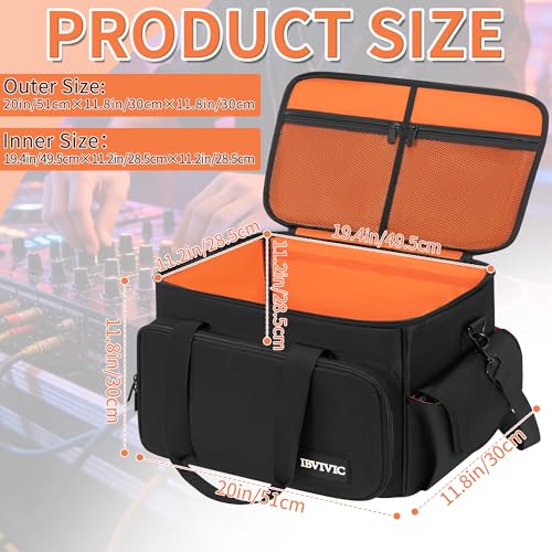 Image of IBVIVIC Large DJ Cable File Bag, Travel Gig Bag With Adjustable Dividers Dj Cable Gig Bag for Cables, Cords, DJ Gear, Musicians Accessories, 20 inch