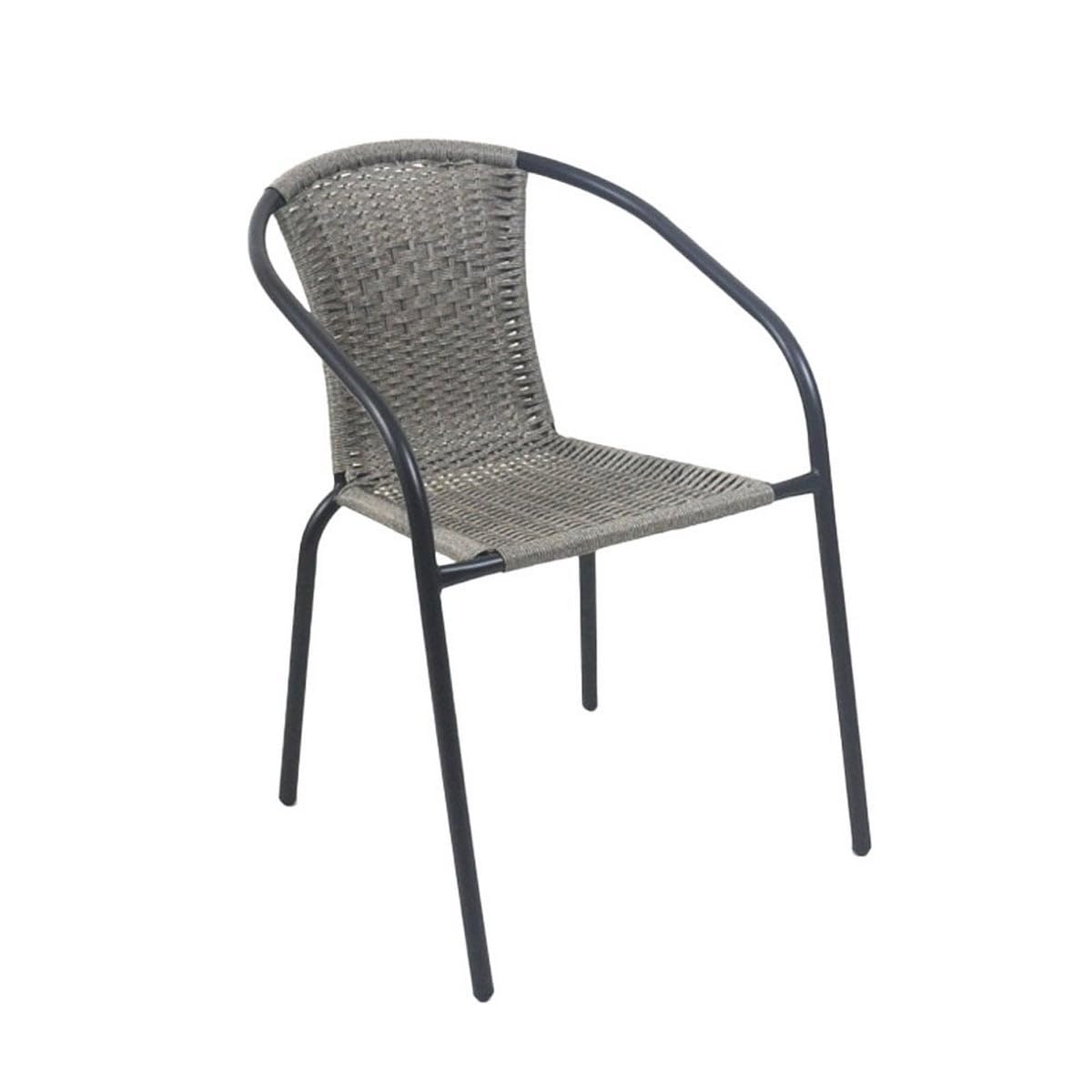 LOLAhome Conjunto 2 Sillas Jardín Exterior | 2 Sillones Ratan Gris y Acero con epoxi Anticorrosión | Apilables | Cómodas y Resistentes | Balcón, Terraza o Jardín | Trivia