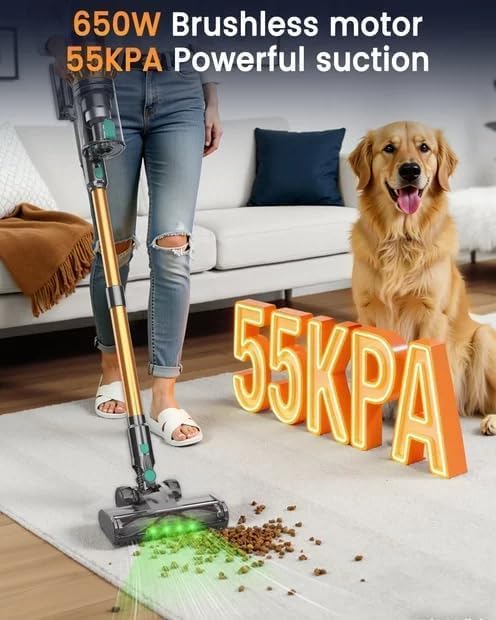Image of Cordless Stick Vacuum Cleaners for Home, 650W 55KPA Up to 70Min Runtime