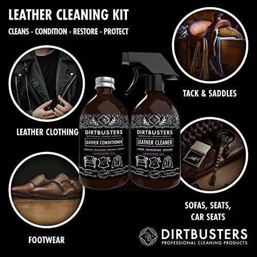 Dirtbusters Leather Cleaning And Conditioner Kit, Clean, Protect, Condition, Restore & Deodorise With Lavender Oil For All Leather Sofas, Furniture, Shoes, Bags, Car Seats, Saddles & Tack (2x500ml)