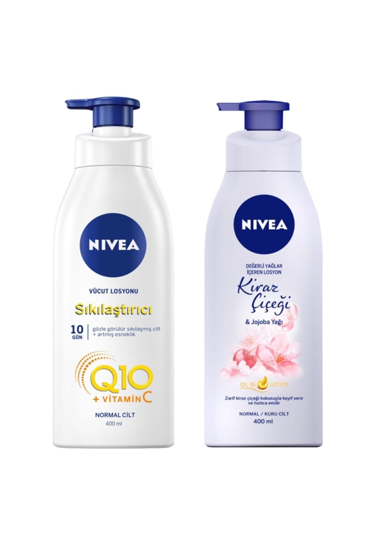 NIVEA Besleyici & Sıkılaştırıcı Vücut Sütü 400 Ml + Nbody Pump Kiraz Çiçeği&jojoba Yağı Losyon 400 Ml