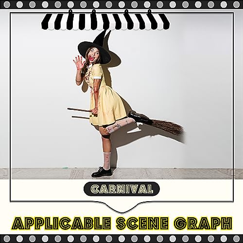 Image of Boao 4 Pcs 3D Cardboard Awning Decor,Black and White,Striped Style | Paper Awning, Circus Carnival Theme, For Bulletin Board, Lemonade Stand, Bakery & Ice Cream Truck, Wall Window Backdrop