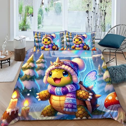 Housse de couette tortue idée cadeau parure de lit filles - 3