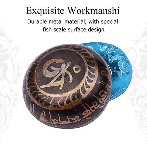 Tomshin Conjunto de tigela de canto tibetano com tigela de som de metal feito à mão de 8 cm / 3 pole