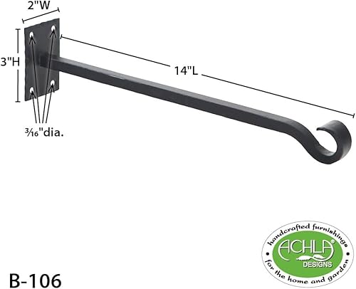 Miniatura 2 de Achla Designs Lodge - Soporte de pared recto de hierro forjado