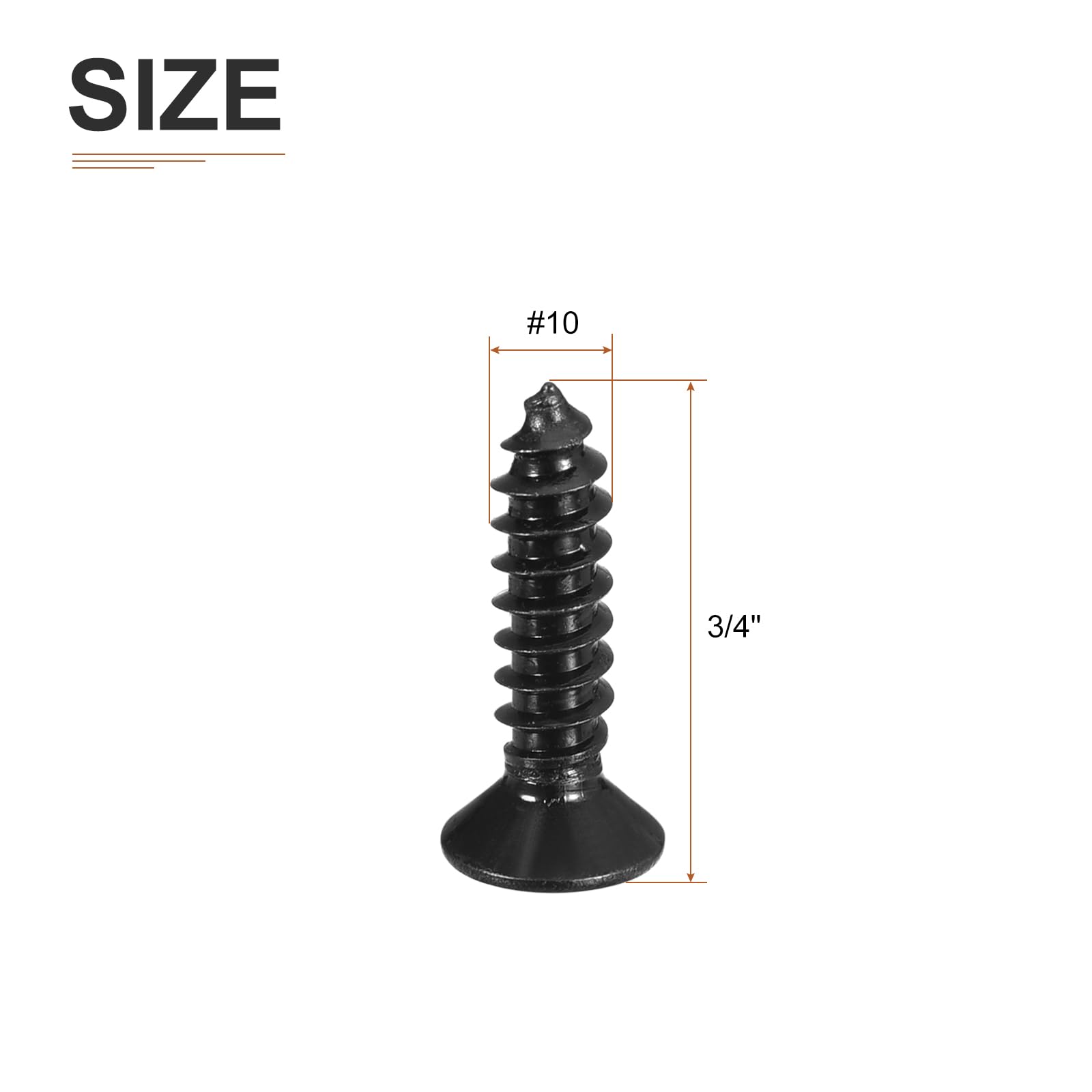 DTGN 100Pcs #10x3/4" Flat Head Wood Screws, 304 Stainless Steel Phillips Self Tapping Screws - Good for Woodworking Furniture - Black - Image 2
