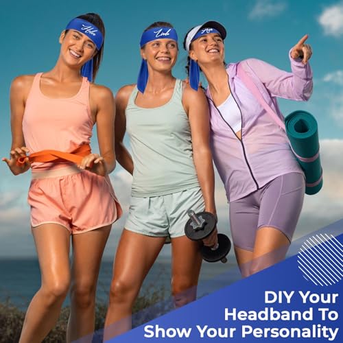 Image of Hiboom 50 Pcs Head Tie Headbands Men Women Ninja Karate Tie Athletic Sweatbands for Sports Basketball Tennis Running Workout