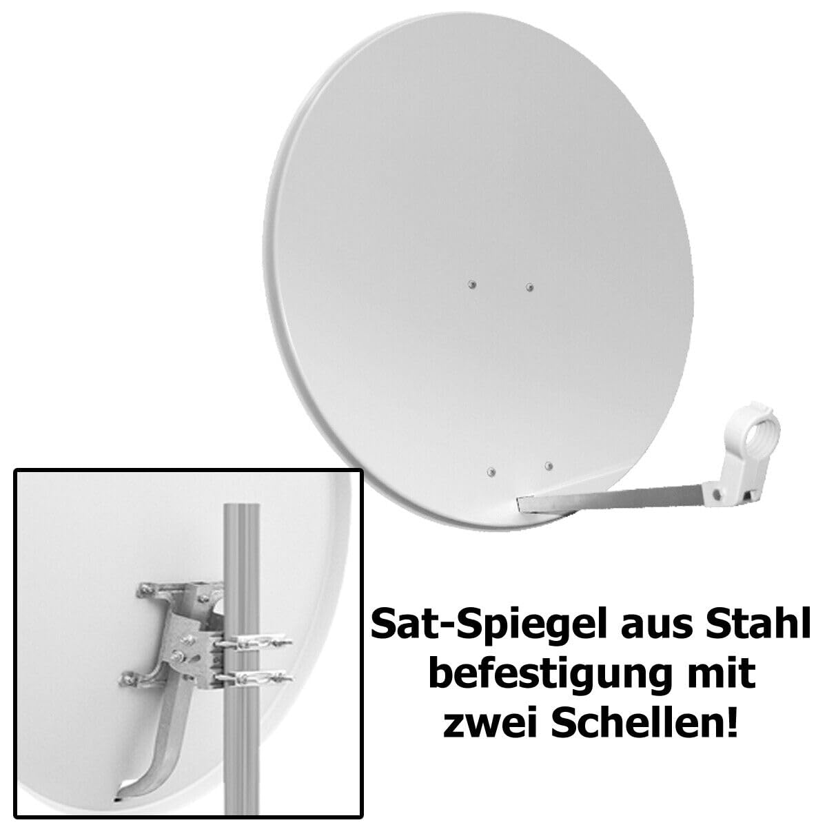 Digitale Satanlage Komplettset 60cm Sat-Schüssel Spiegel HDTV Sat-Receiver 2X USB LNB 0,1dB Kabel Sat Anlage 1 Teilnehmer Full HD Astra 19°E Deutsch F-Steckern