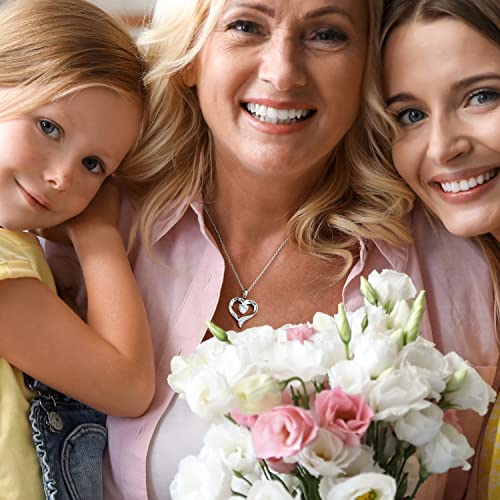 Mom Necklace 925 Sterling Silver Heart Necklaces for Women Engraved I Love You You Mom Gifts for Mom From Daughter3