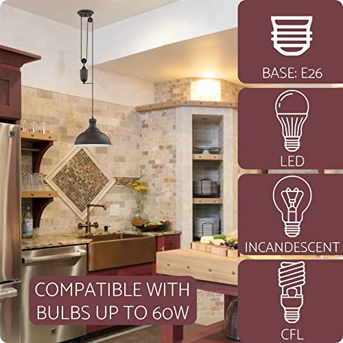 Kira Home Sequoia 13" Large Industrial Farmhouse Pulley Pendant Light, Retractable Design, Adjustable Height, Oil-Rubbed Bronze Finish #TOP5
