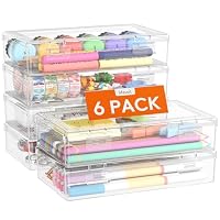 Lifewit 1L Stiftebox mit Snap-Dicht Deckel, Kunststoff Stifte Box Aufbewahrung Kinder, Bürobedarf Organizer, Klar Aufbewahrungsbox für Bastelbedarf Werkzeugteile, Art Craft, 6 Pack, 20 x 12 cm/8x4.6