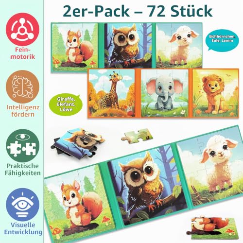 SOLTIRA Magnetpuzzle ab 3 Jahren,Tiere Kinderpuzzle 2 Sets – Ansicht 6