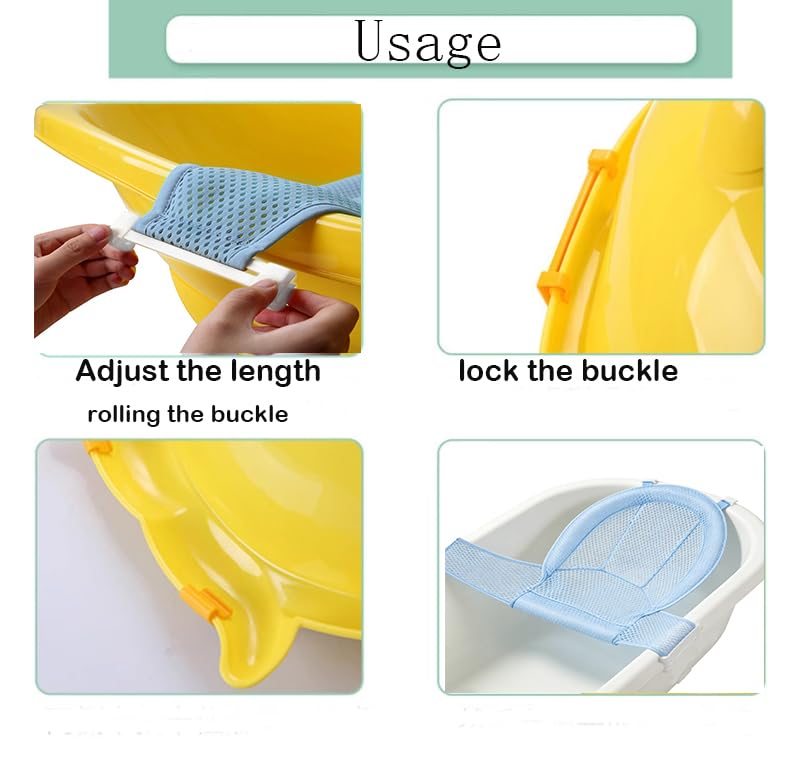 Image of Haozaikeji Baby Bath Seat Support Net Infant Bathtub Mesh Cushion Newborn Baby Shower Lie Seat Toddler Bathing Breathable Mat Shower Pad for 0-3 Years