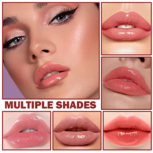 Awccxmym 6Pcs Nude Lip Gloss Set Shine Glossy Plumping Clear Non-Sticky Matte Liquid Nude Lipstick Lip Stain Set A #TOP5