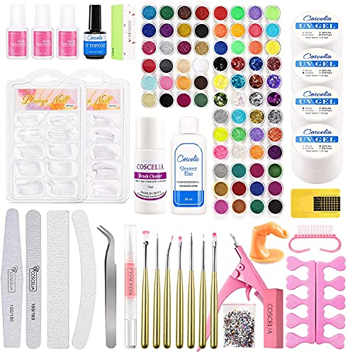 Coscelia UV Gel Maniküre Set 3 Farben UV Farb Gel Set UV Gel Starterset mit 24 Farbrige Dipping Powder Nagel Pulver für…
