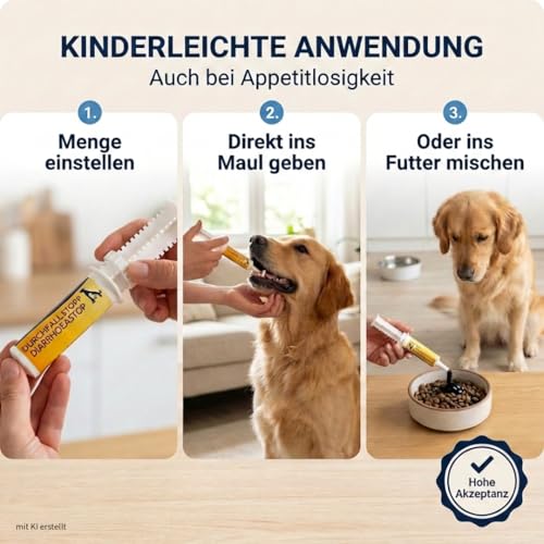 vetiness EnteroFit Durchfallstopp Paste für Hunde 30 ml – bei akutem Durchfall Hund und Darmstörungen – Diätergänzungsfuttermittel mit Aktivkohle, Bentonit und Probiotikum