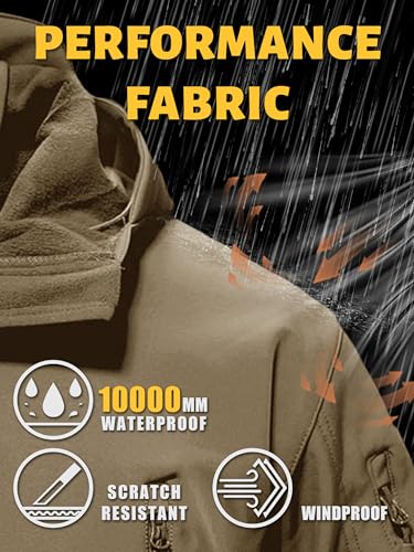 Image of TACVASEN Men's Special Ops Military Tactical Soft Shell Jacket Coat | Waterproof,windproof | Multi-pockets,adjustable hood | Ideal for rain,hiking,snow,ski