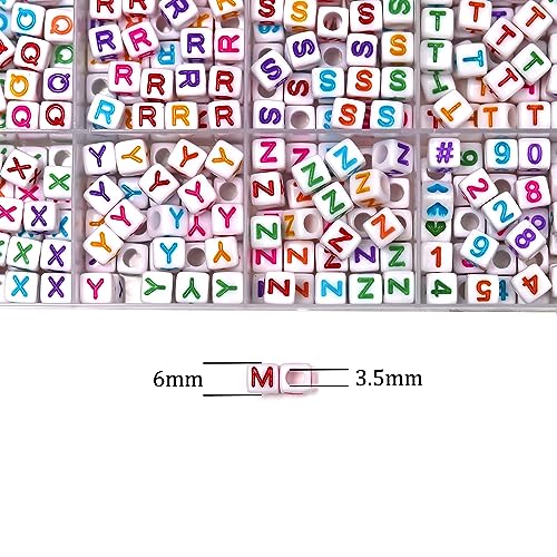 Image of MELIUS Acrylic Square Letter Beads, 1120Pcs 6x6mm in Alphabetical Order A-Z Colorful Letter Beads with Numbers Beads for Jewelry Making, DIY Bracelets, Key Chains (6x6mm, Multicolored) | Alphabetical Cube Beads, 28 Grid Box, for Jewelry Making, DIY Friendship Bracelets, Necklaces, Key Chains