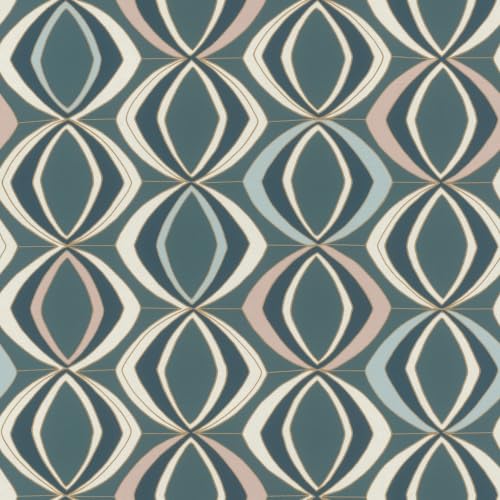 Rasch Papel pintado no tejido con diseño de rombos – Papel pintado de vinilo en blanco, azul y verde para un ambiente acogedor – Resistente y lavable – 10,05 m x 0,53 m