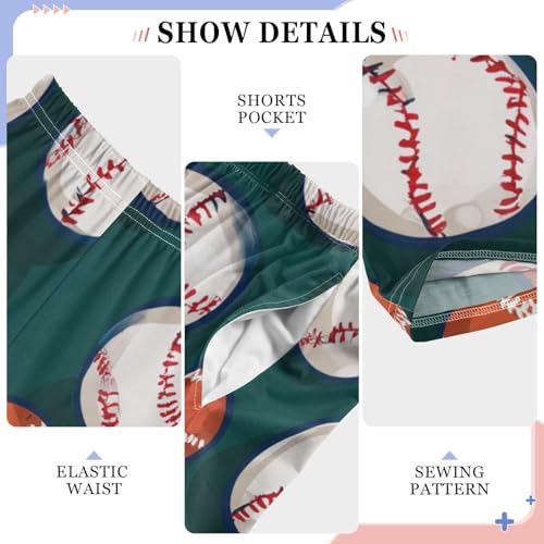 ZZXXB Baseballs Boys Long Pants Soft Trousers Elastic Waist Kids Lounge Bottoms with Pockets S-XL4