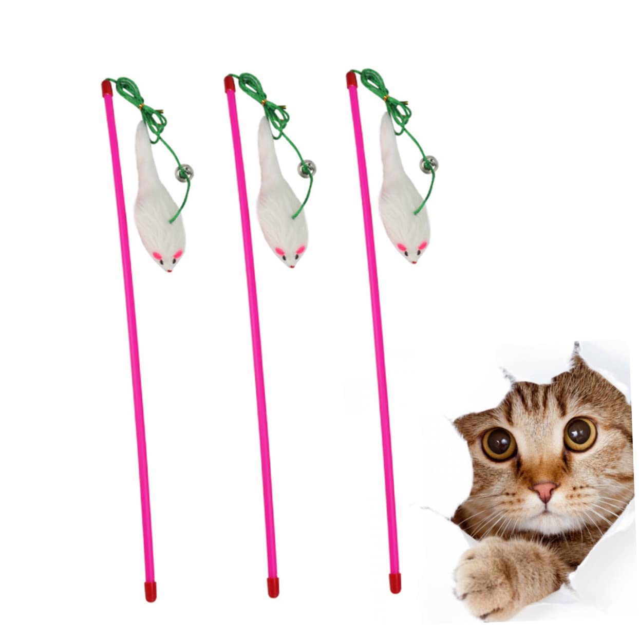 DOITOOL 15stücke Teiliges Katzen-Spielzeug Plüsch- -Teaser Interaktiv Für Kitten Farben Zufällig Stabspielzeug Für Gesunde Und Aktive Katzen
