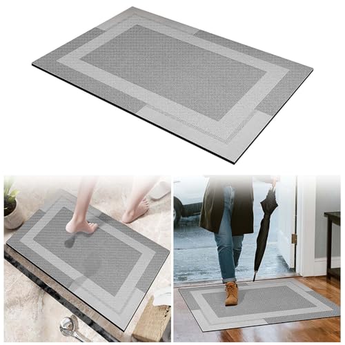 Diatomite Bath Mat, 12 * 16 Inch Non Slip Quick Dry Wear-Resistant Low Thickness Super Absorbent Bath Mat,Wear-Resistant Rubber Backing Minimalist Washable Bath Mats for Bathroom, Bathtub (Gray) - image 3