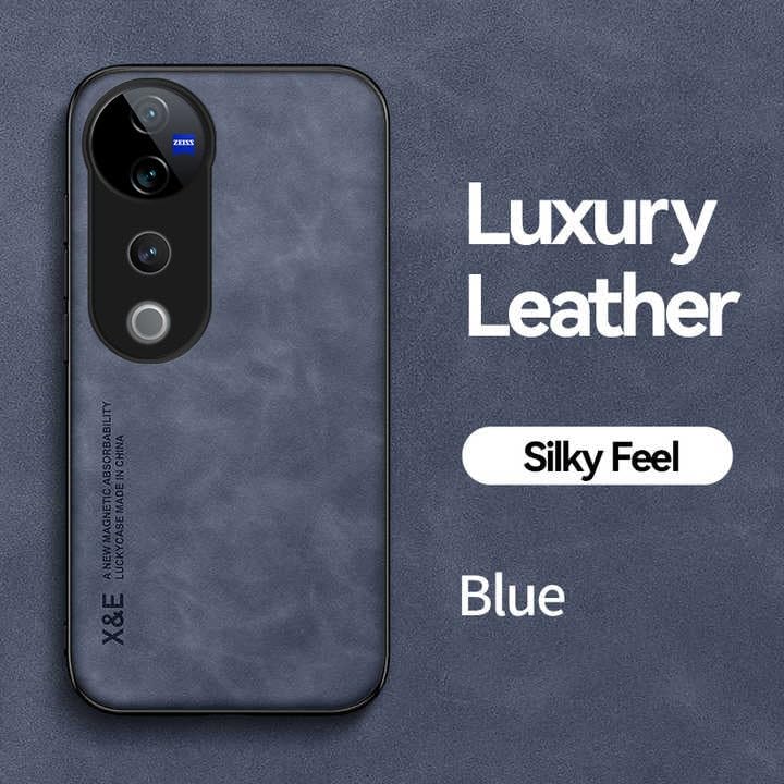 Image of Cover Compatible with Vivo V40 Pro 5G Comfortable Touch Sheepskin Leather Case | Shockproof | Precision Fit & Secure Grip | Luxury Protective Back Cover (Blue)