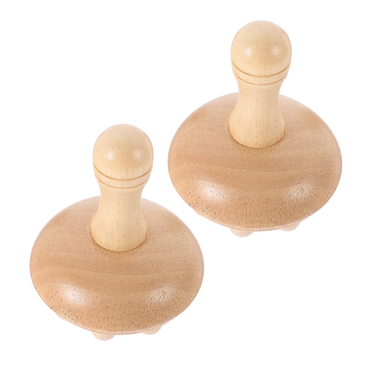 Massaggiatore per Chioma in Legno di Gomma Denti Larghi, Set 2 Pezzi, Spazzola per Massaggio del Cuoio Capelluto, Forma Rotonda, per Uso Quotidiano da Viaggio
