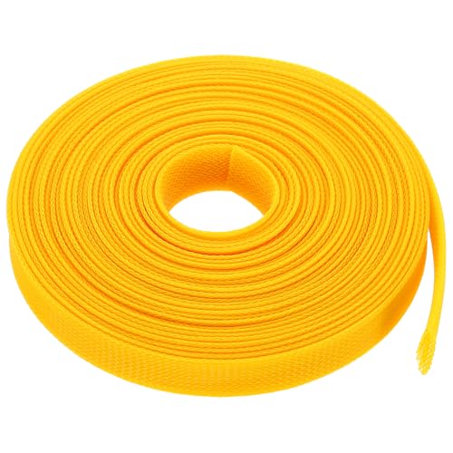 Manchon extensible 2,5 cm gaine de câble jaune uxcell de 7,6 m